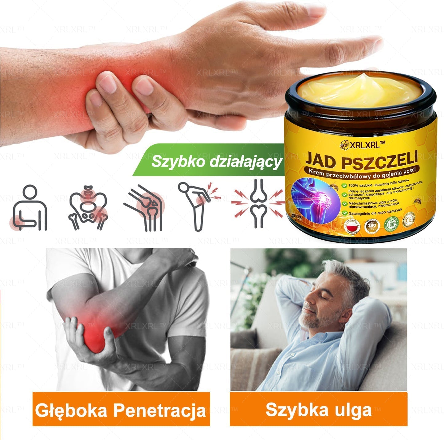 XRLXRL® Jad pszczeli Maść przeciwbólową wspomagającą gojenie kości 🎉🌸(Szczególnie dla osób starszych i zalecane przez EFORT)