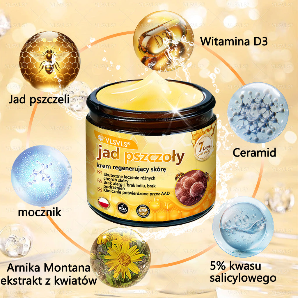 VLSVLS® Krem z jadem pszczelim do regeneracji skóry (👨⚕ odpowiedni dla wszystkich grup wiekowych, polecany przez AAD)
