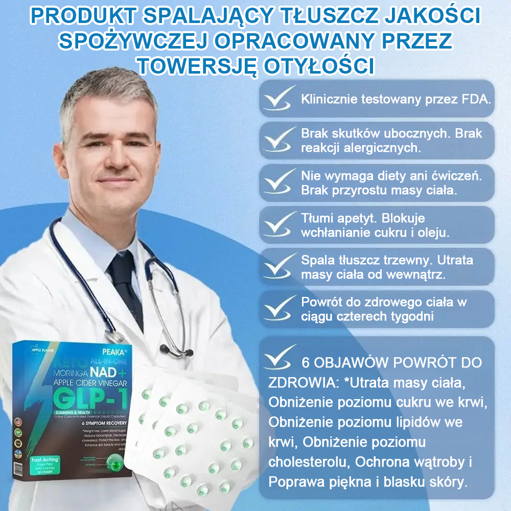 Oficjalny autoryzowany sklep PEAKA® GLP-1 Slimming & Health Ultra Concentrated Essence Liquid Pearls - NAD+ Moringa & ACV & Keto BHB (✅szybkie, długotrwałe, leczące cukrzycę, otyłość i choroby układu krążenia) - ⚡Opracowane przez Obesity Society