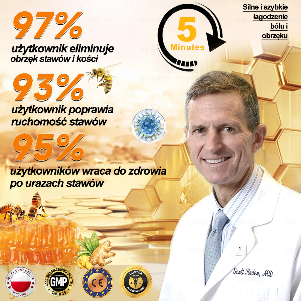 XRLXRL® Jad pszczeli Maść przeciwbólową wspomagającą gojenie kości 🎉🌸(Szczególnie dla osób starszych i zalecane przez EFORT)