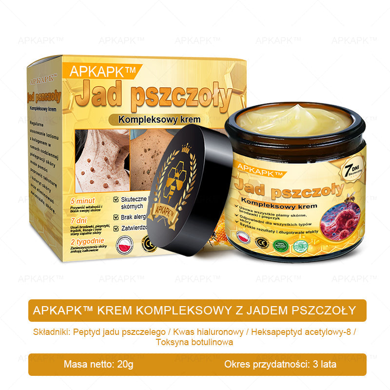 ΑPΚΑPK™ Jad Pszczoły Kompleksowy Krem🥇🥇pomaga w leczeniu problemów skórnych, takich jak: zmarszczki, blizny, plamy pigmentacyjne, rozstępy, trądzik, łuszczyca, egzema, zmiany skórne, podrażnienia, stany zapalne i inne problemy skórne🔥