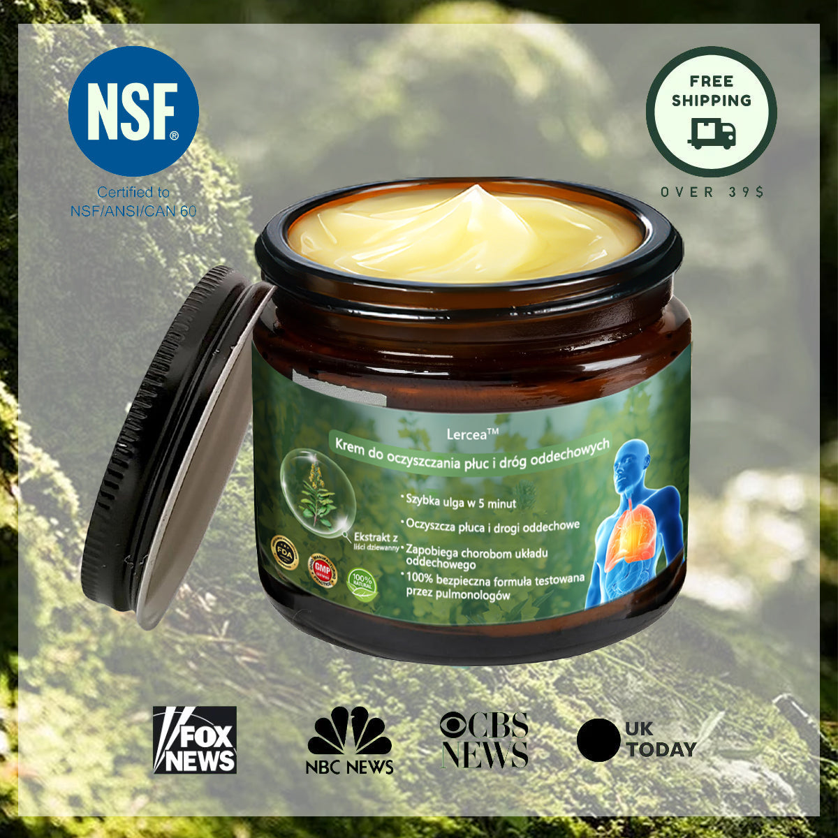 [Noworoczna oferta specjalna] Lercea™ Krem regenerujący płuca z dziewanny - zatwierdzony przez British Thoracic Society w celu wspierania zdrowia płuc👑👑